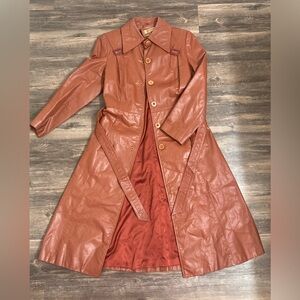 Cowboy style leather trench coat
